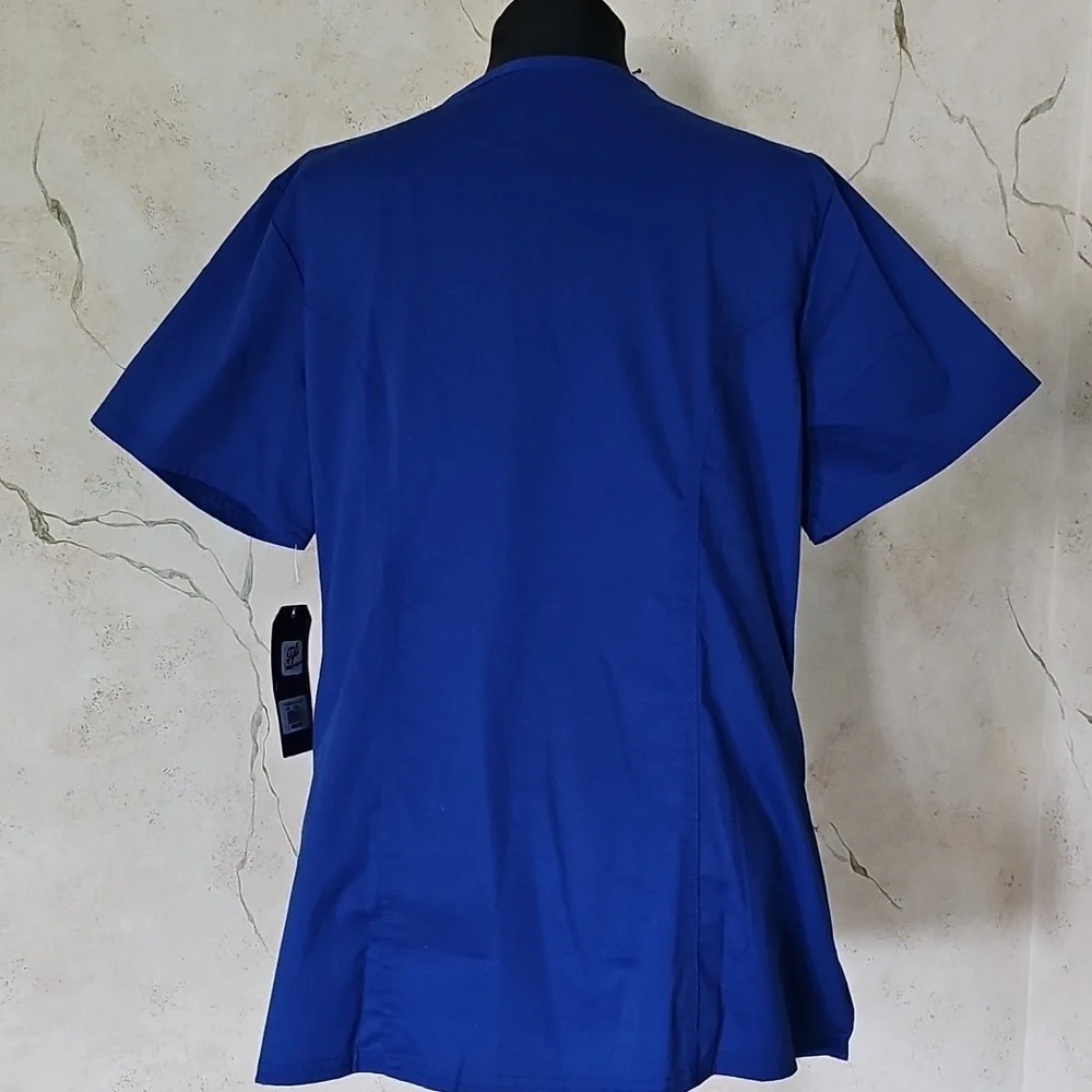 Cherokee Galaxy Blue Short Sleeve VNeck Medical Scrub Top Women's Size Large NWT - Picture 3 of 15